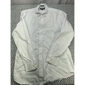 Banana Republic Slim Fit Men's White Blue Patterned Button-Up Shirt Large